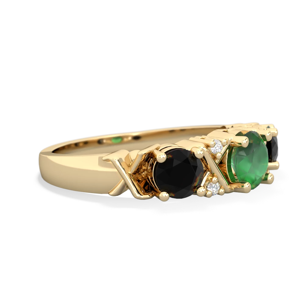 Emerald Hugs And Kisses 14K Yellow Gold ring R5016