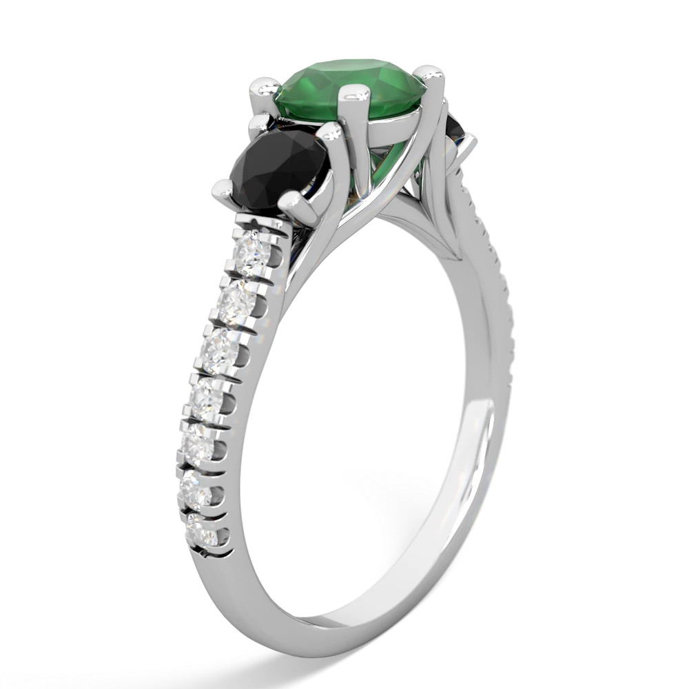 Emerald Pave Trellis 14K White Gold ring R5500