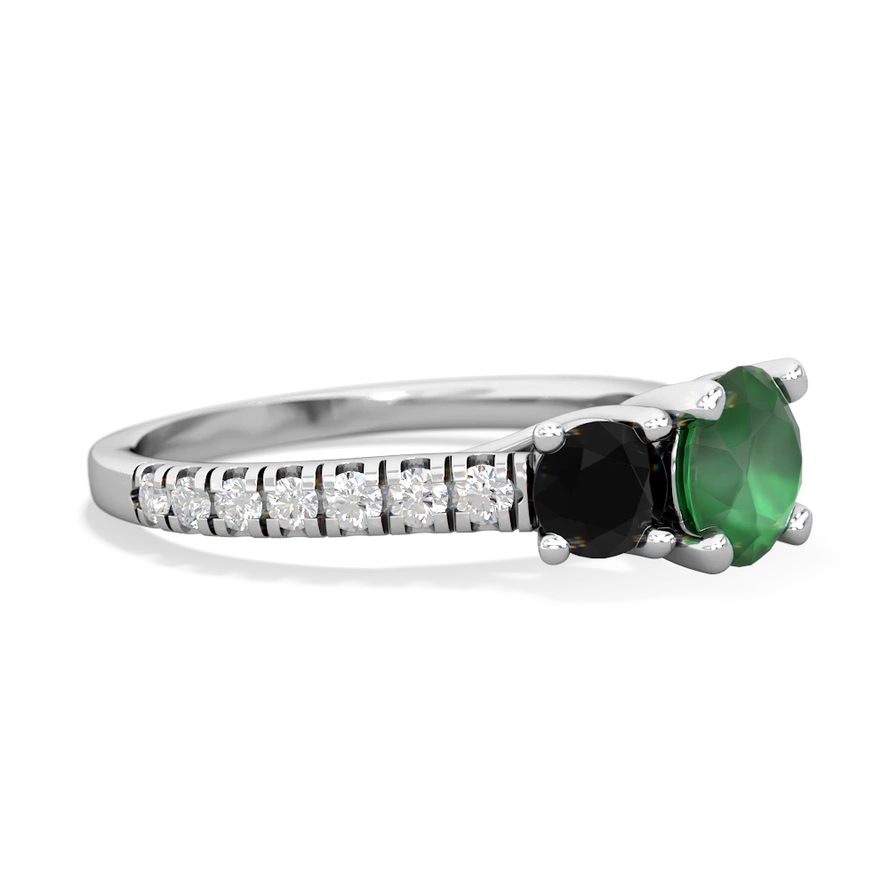 Emerald Pave Trellis 14K White Gold ring R5500