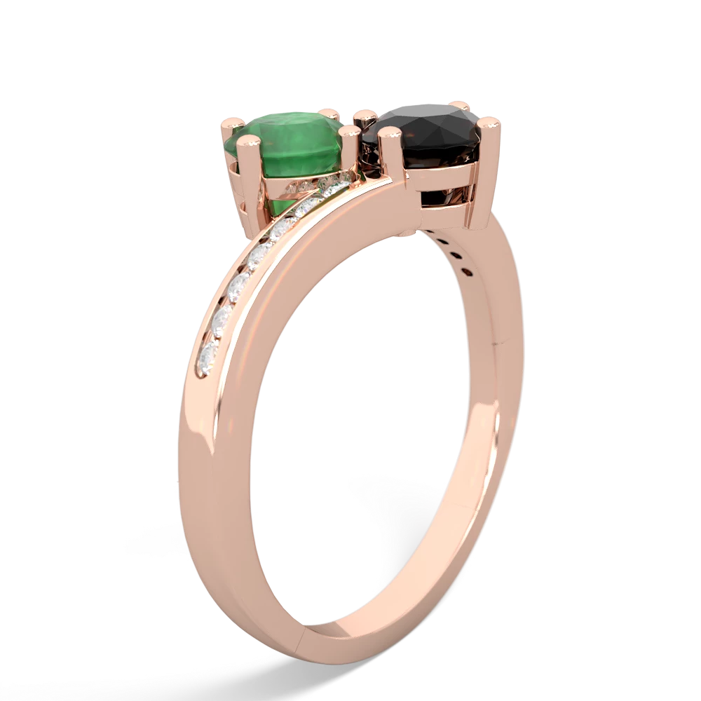 Emerald Channel Set Two Stone 14K Rose Gold ring R5303