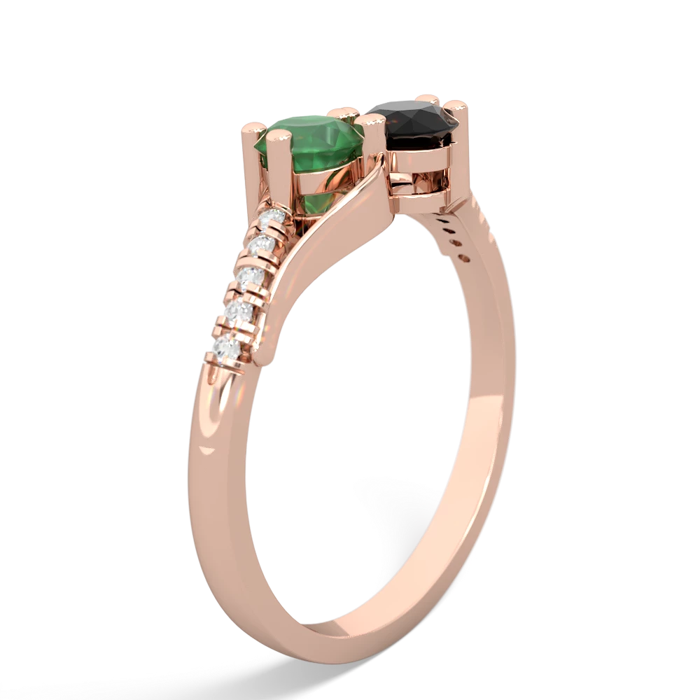 Emerald Infinity Pave Two Stone 14K Rose Gold ring R5285