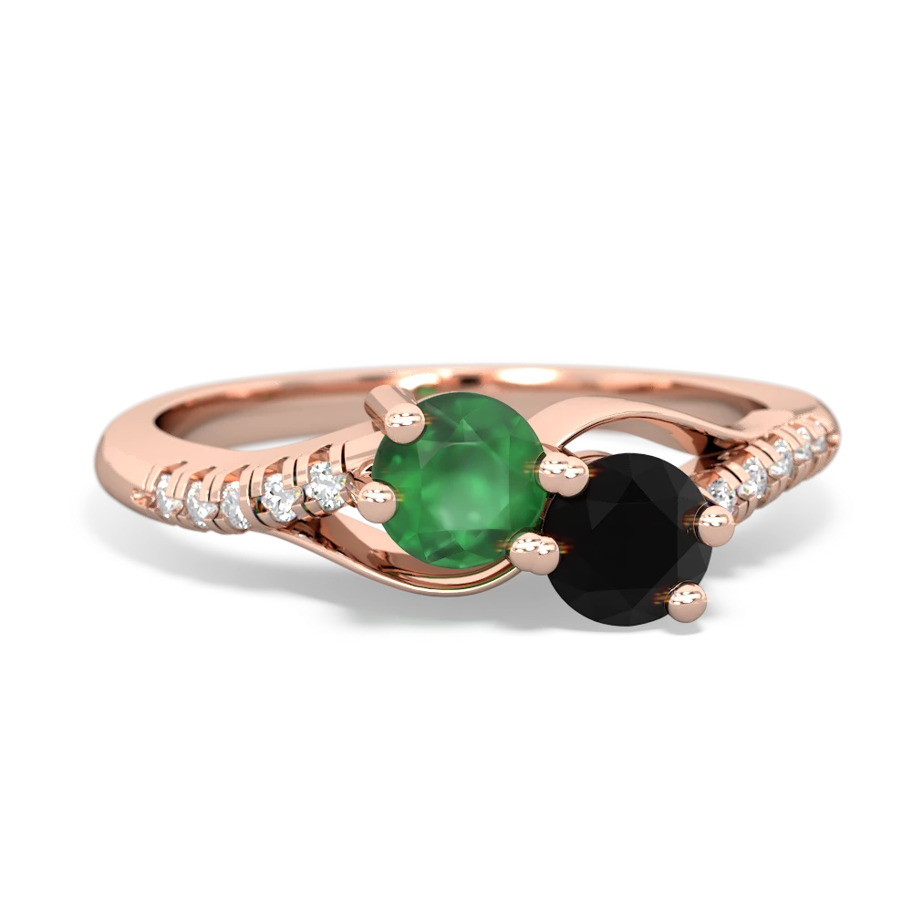 Emerald Infinity Pave Two Stone 14K Rose Gold ring R5285