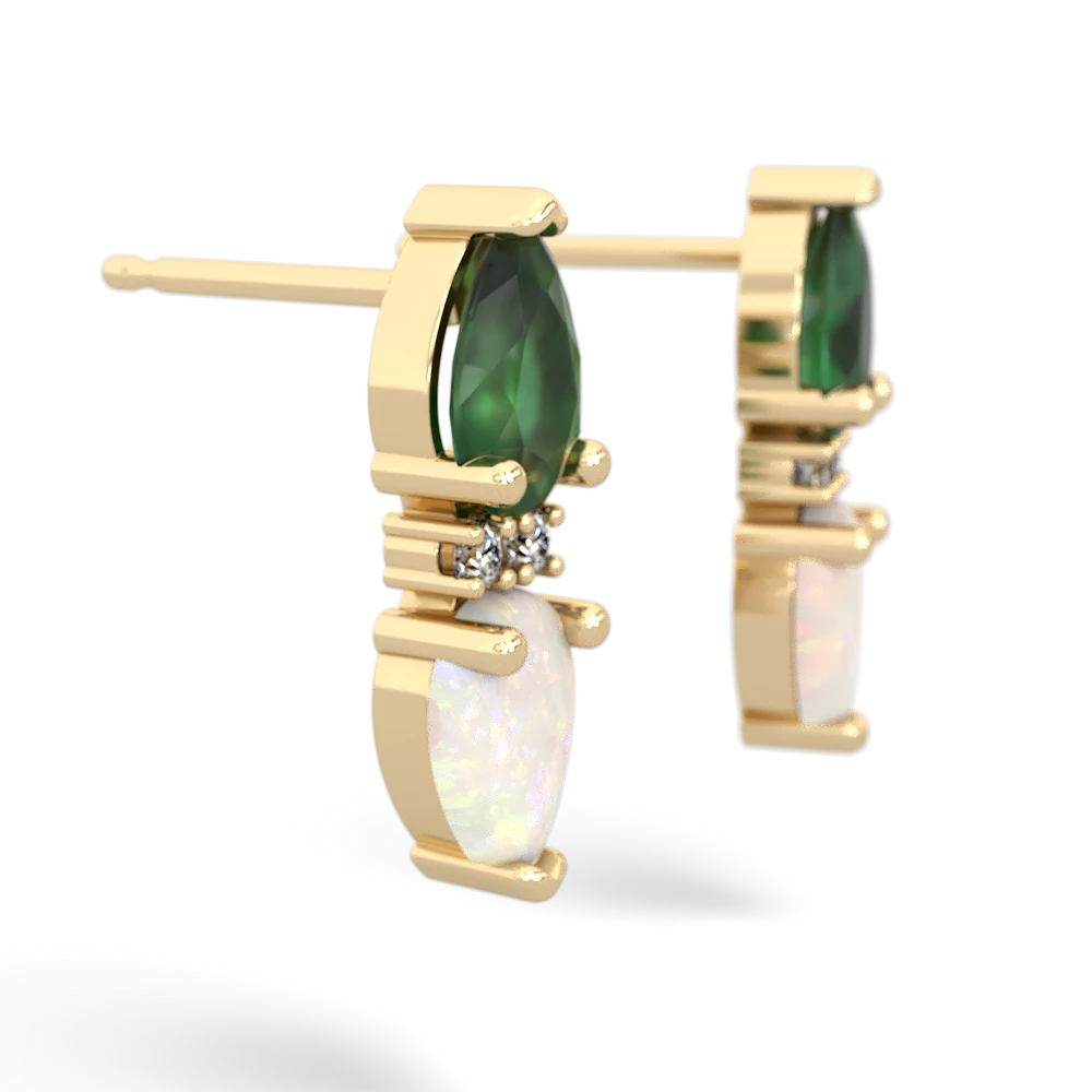 Emerald Bowtie Drop 14K Yellow Gold earrings E0865