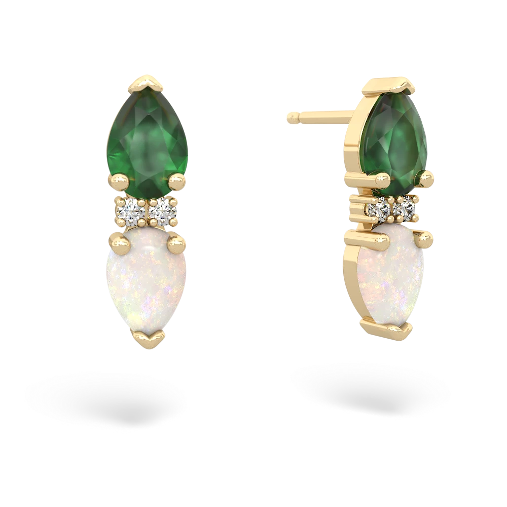Emerald Bowtie Drop 14K Yellow Gold earrings E0865