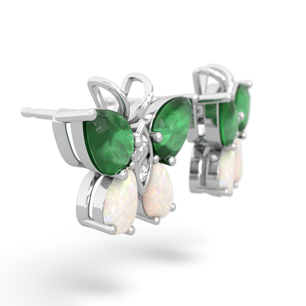 Emerald Butterfly 14K White Gold earrings E2215