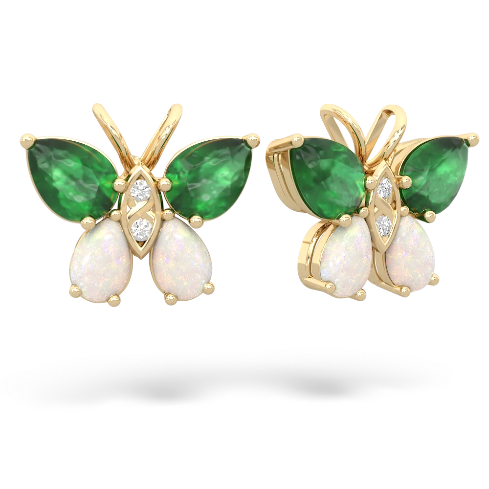 Emerald Butterfly 14K Yellow Gold earrings E2215