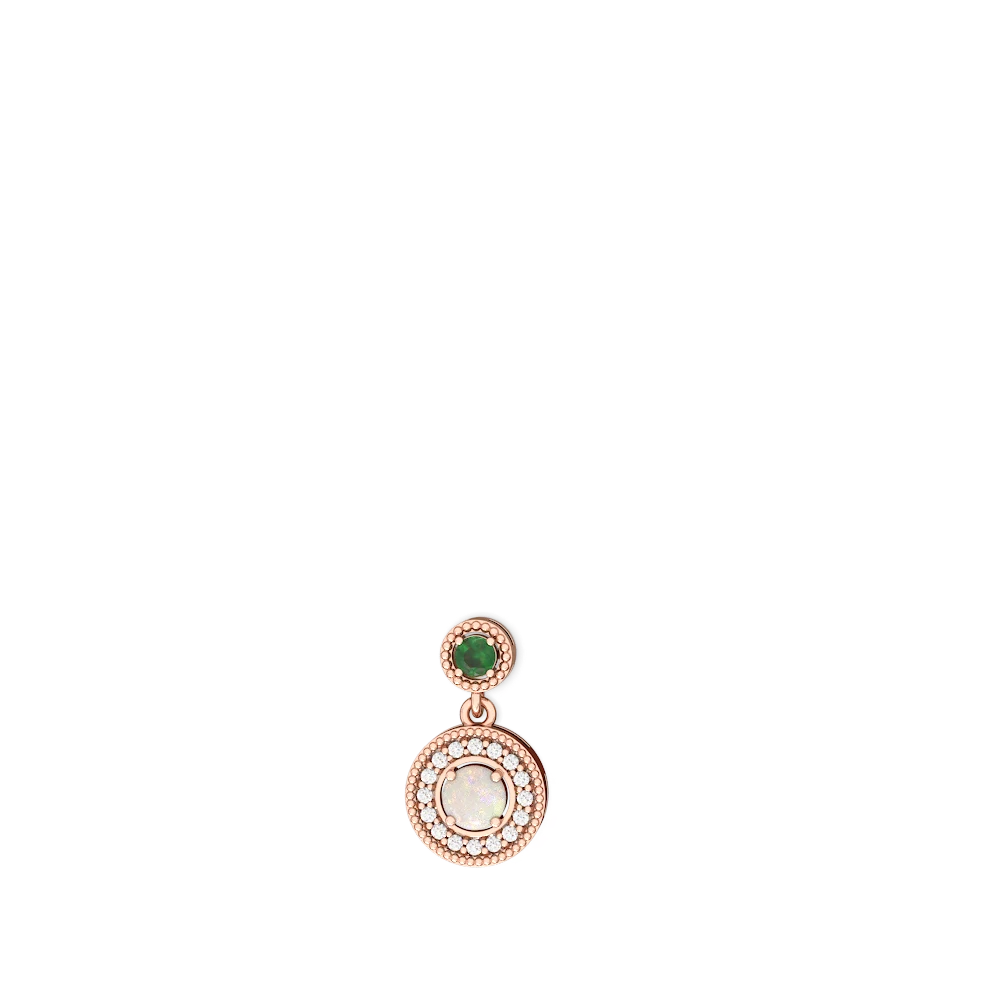 Emerald Halo Dangle 14K Rose Gold earrings E5319