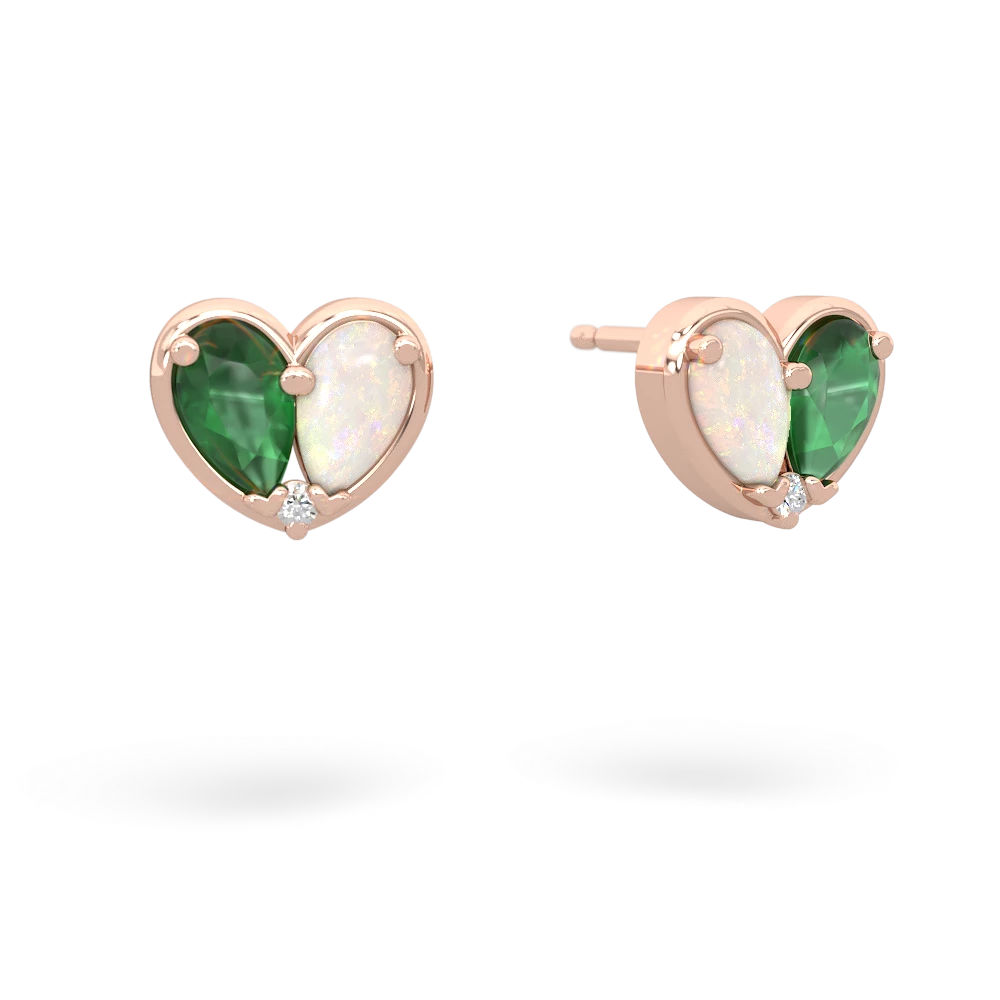 Emerald 'Our Heart' 14K Rose Gold earrings E5072