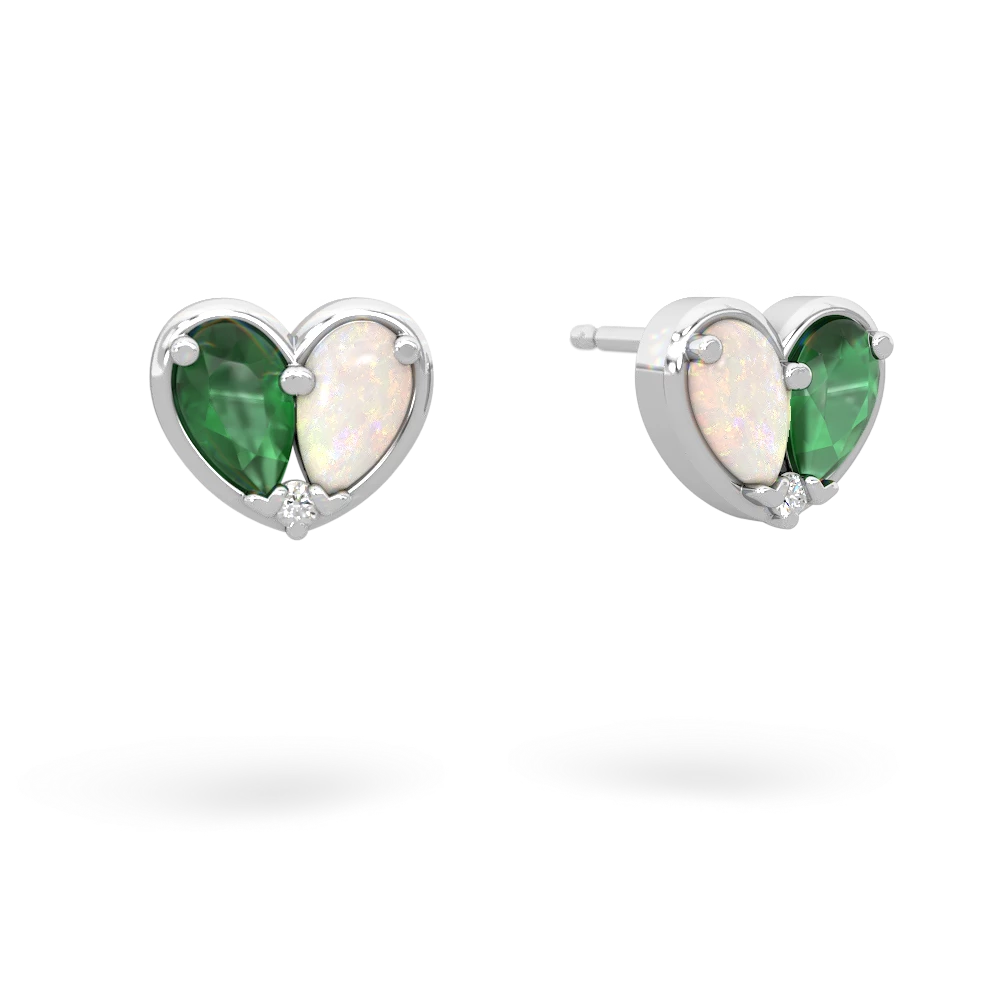 Emerald 'Our Heart' 14K White Gold earrings E5072