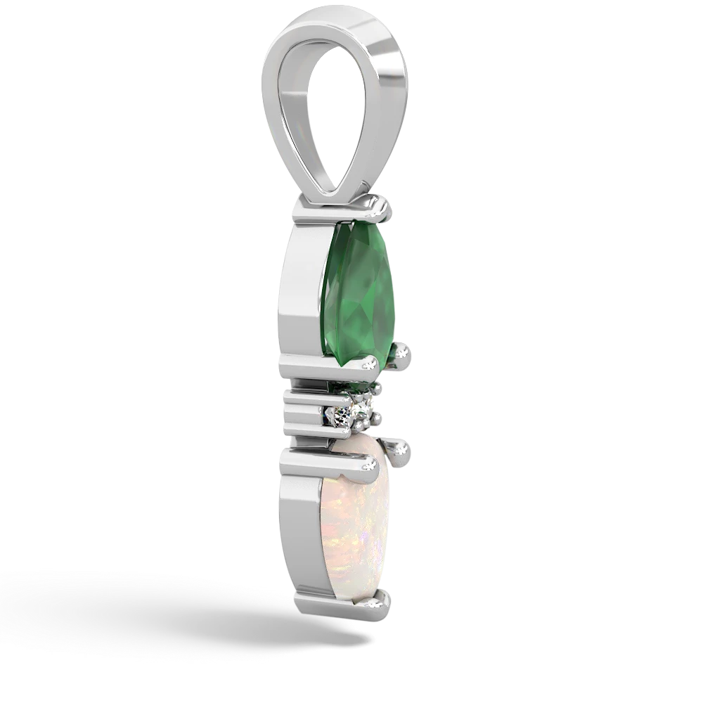 Emerald Bowtie Drop 14K White Gold pendant P0865