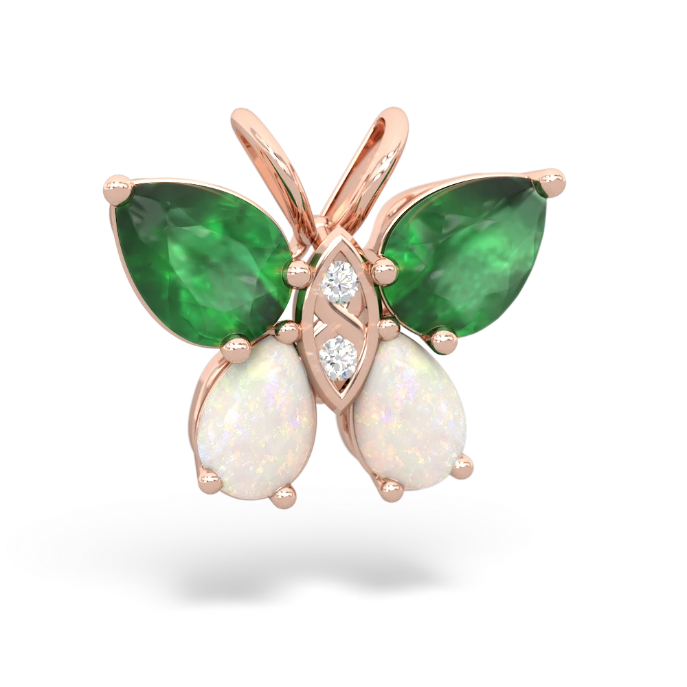 Emerald Butterfly 14K Rose Gold pendant P2215