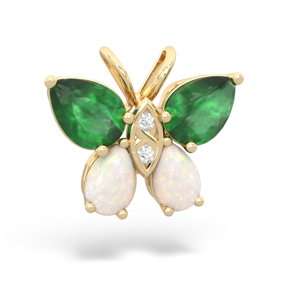 Emerald Butterfly 14K Yellow Gold pendant P2215