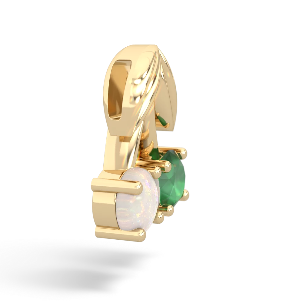 Emerald Sweet Cherries 14K Yellow Gold pendant P7001