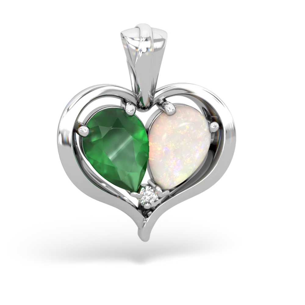 Emerald Two Become One 14K White Gold pendant P5330