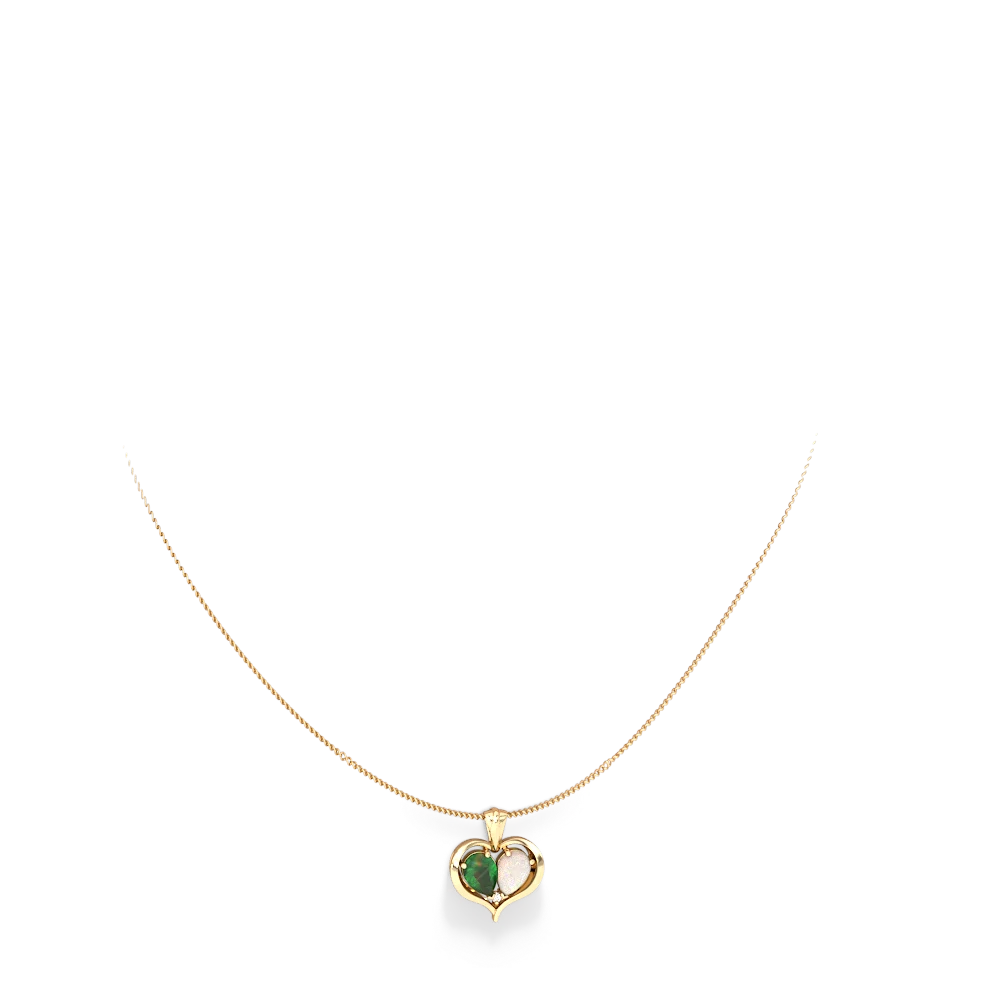 Emerald Two Become One 14K Yellow Gold pendant P5330