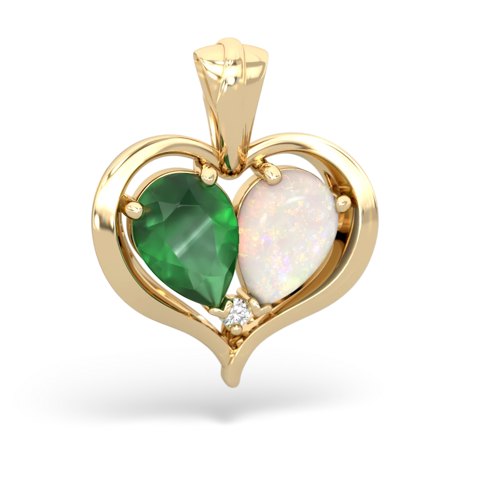 Emerald Two Become One 14K Yellow Gold pendant P5330