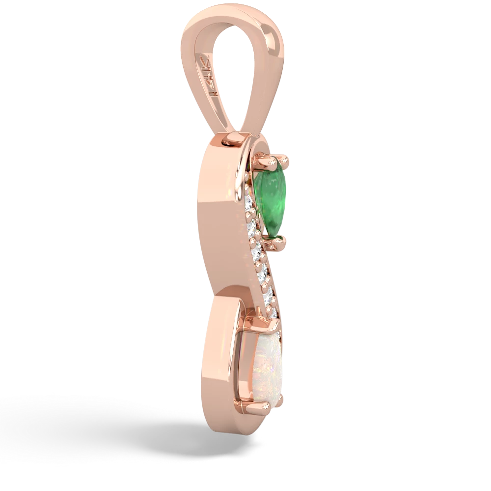 Emerald Diamond Infinity 14K Rose Gold pendant P5390