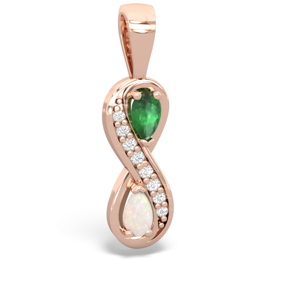 Emerald Diamond Infinity 14K Rose Gold pendant P5390