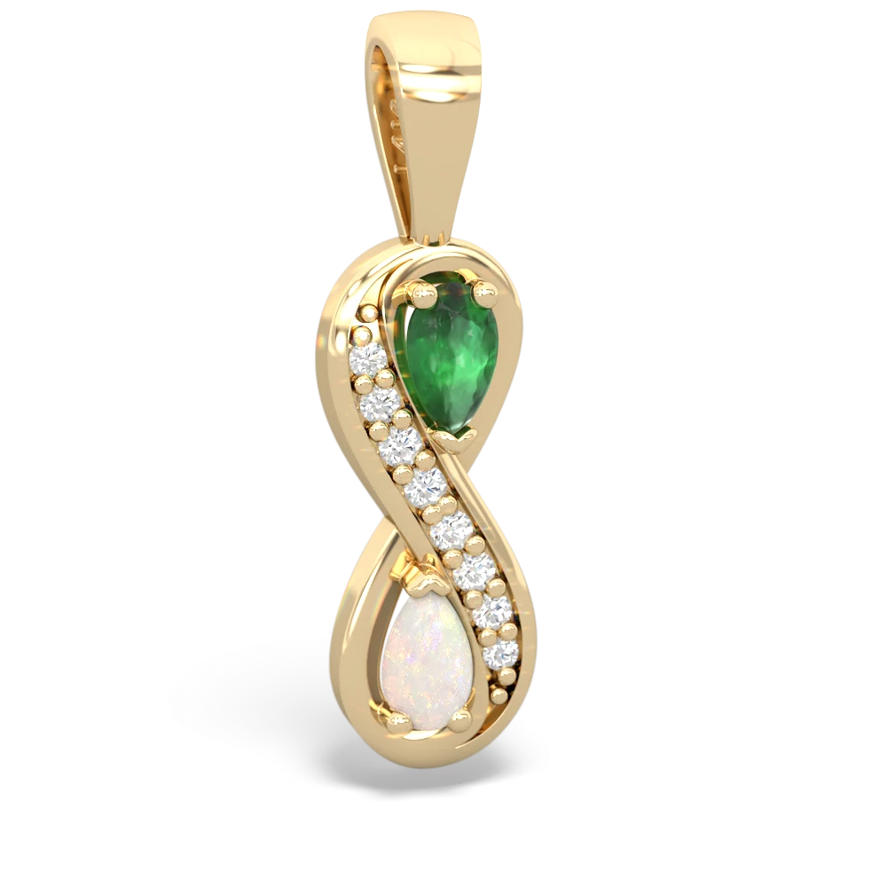 Emerald Diamond Infinity 14K Yellow Gold pendant P5390