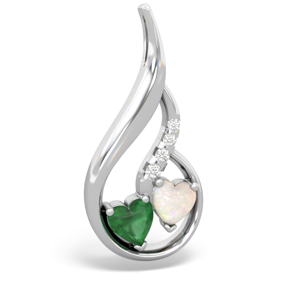 Emerald Keepsake Curves 14K White Gold pendant P5450