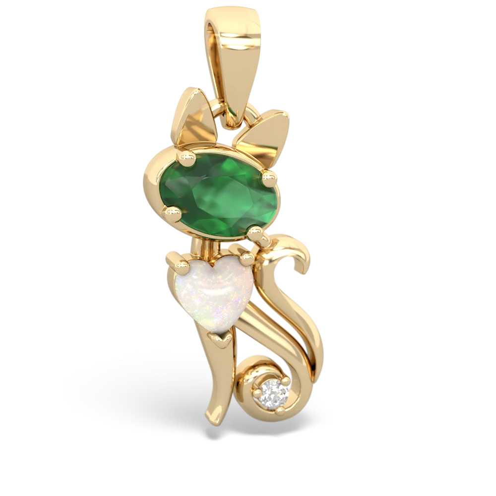 Emerald Kitten 14K Yellow Gold pendant P5780