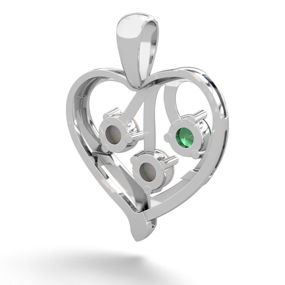 Emerald Glowing Heart 14K White Gold pendant P2233