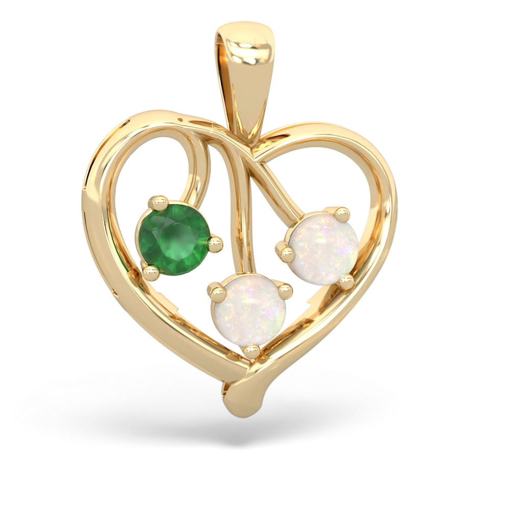 Emerald Glowing Heart 14K Yellow Gold pendant P2233