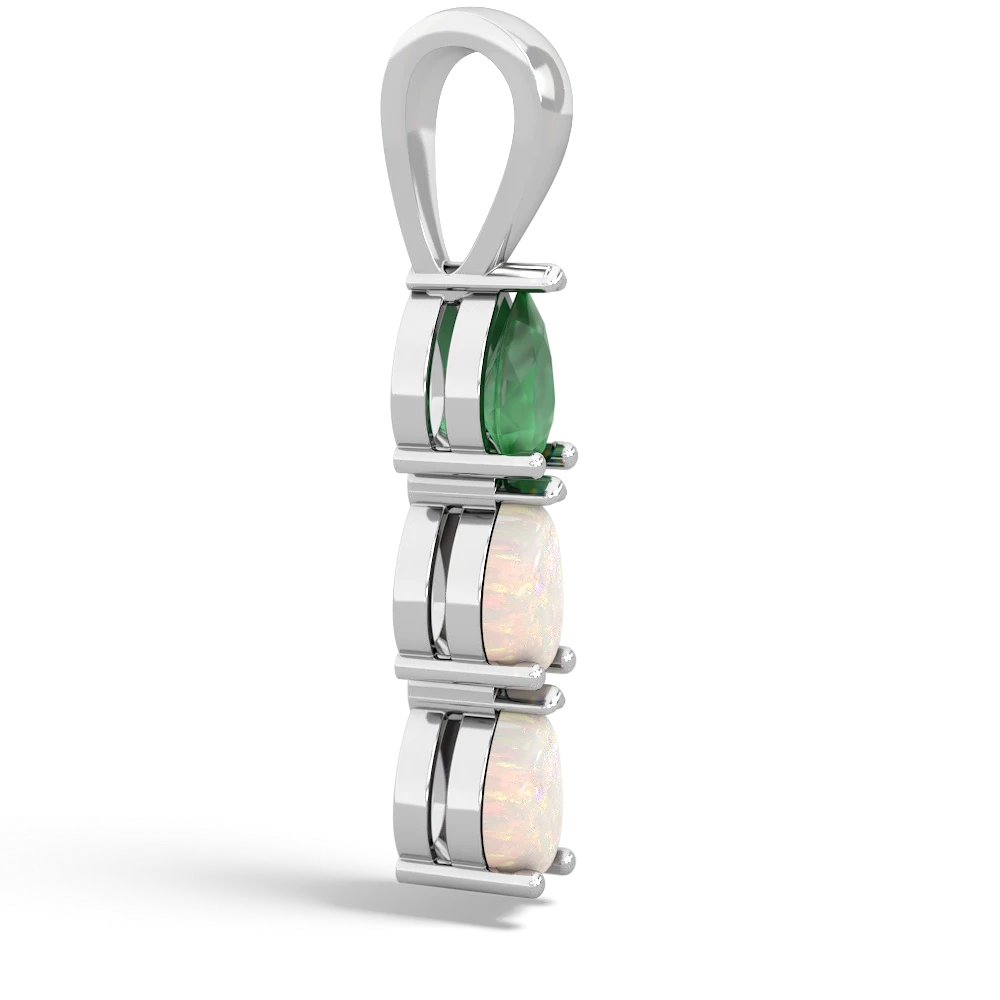 Emerald Dew Drops 14K White Gold pendant P2251