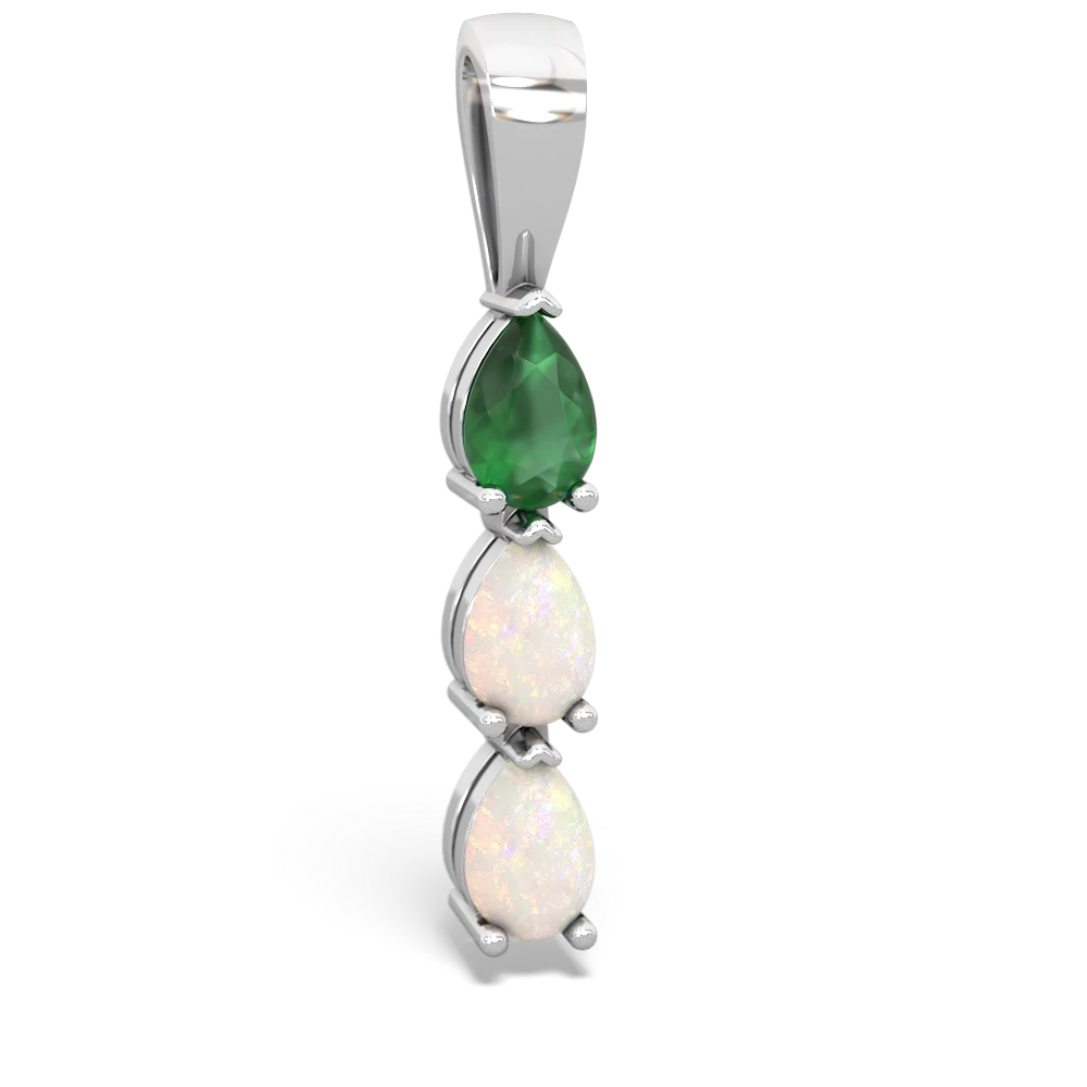 Emerald Dew Drops 14K White Gold pendant P2251