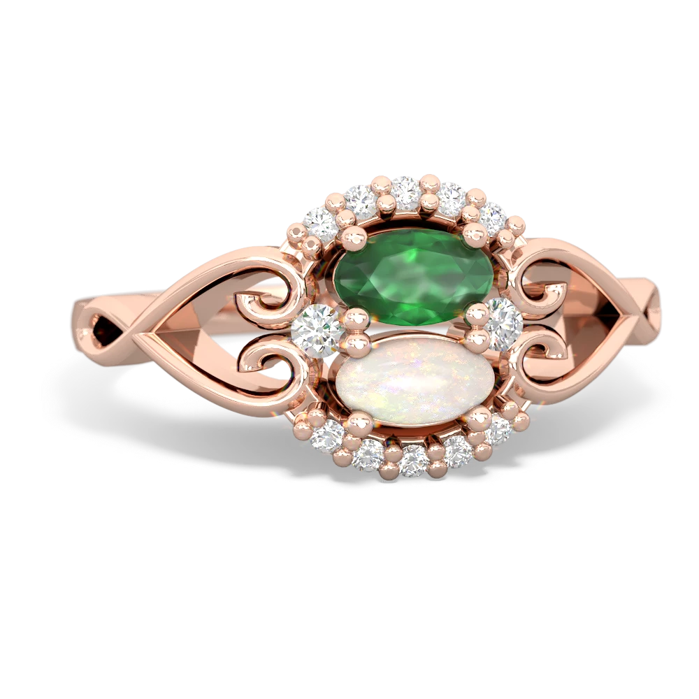 Emerald Love Nest 14K Rose Gold ring R5860