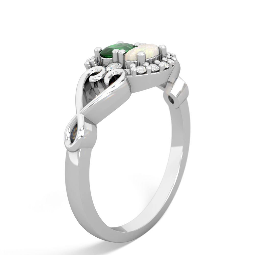 Emerald Love Nest 14K White Gold ring R5860