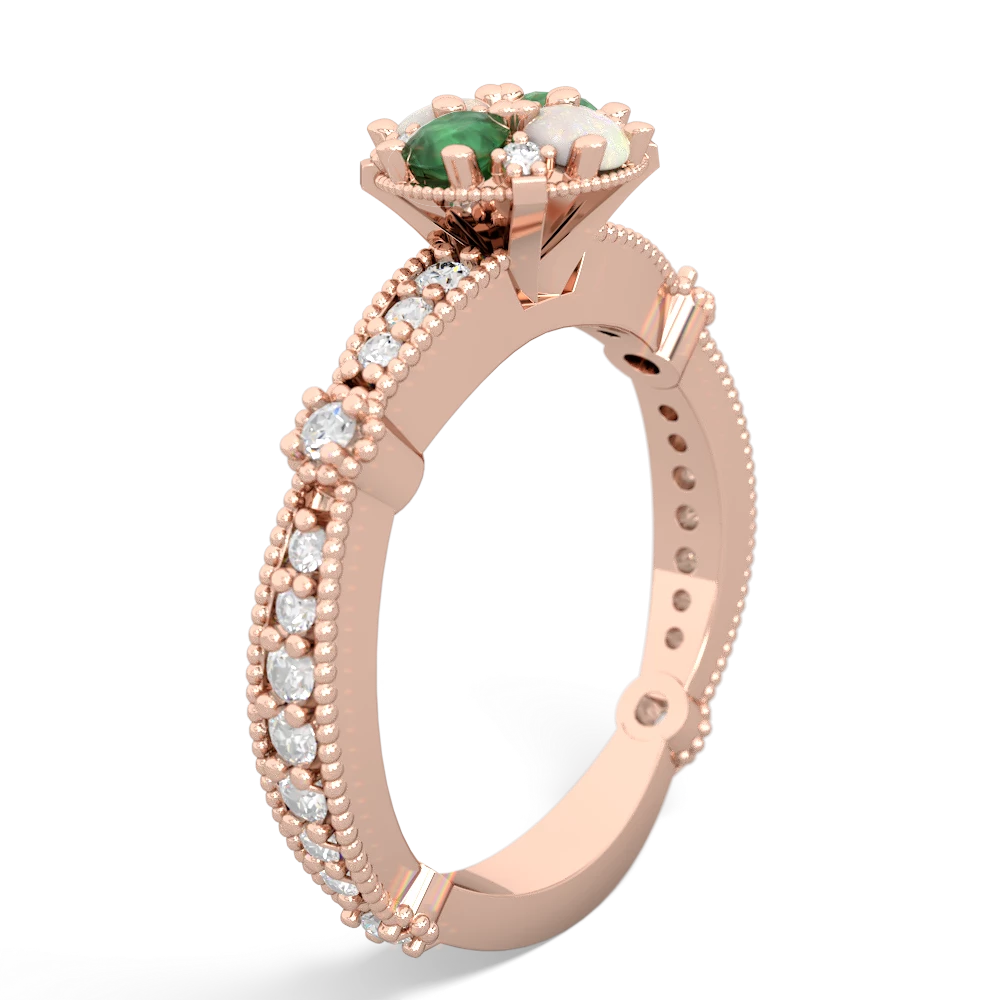 Emerald Sparkling Tiara Cluster 14K Rose Gold ring R26293RD