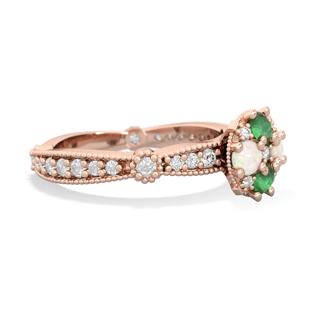 Emerald Sparkling Tiara Cluster 14K Rose Gold ring R26293RD