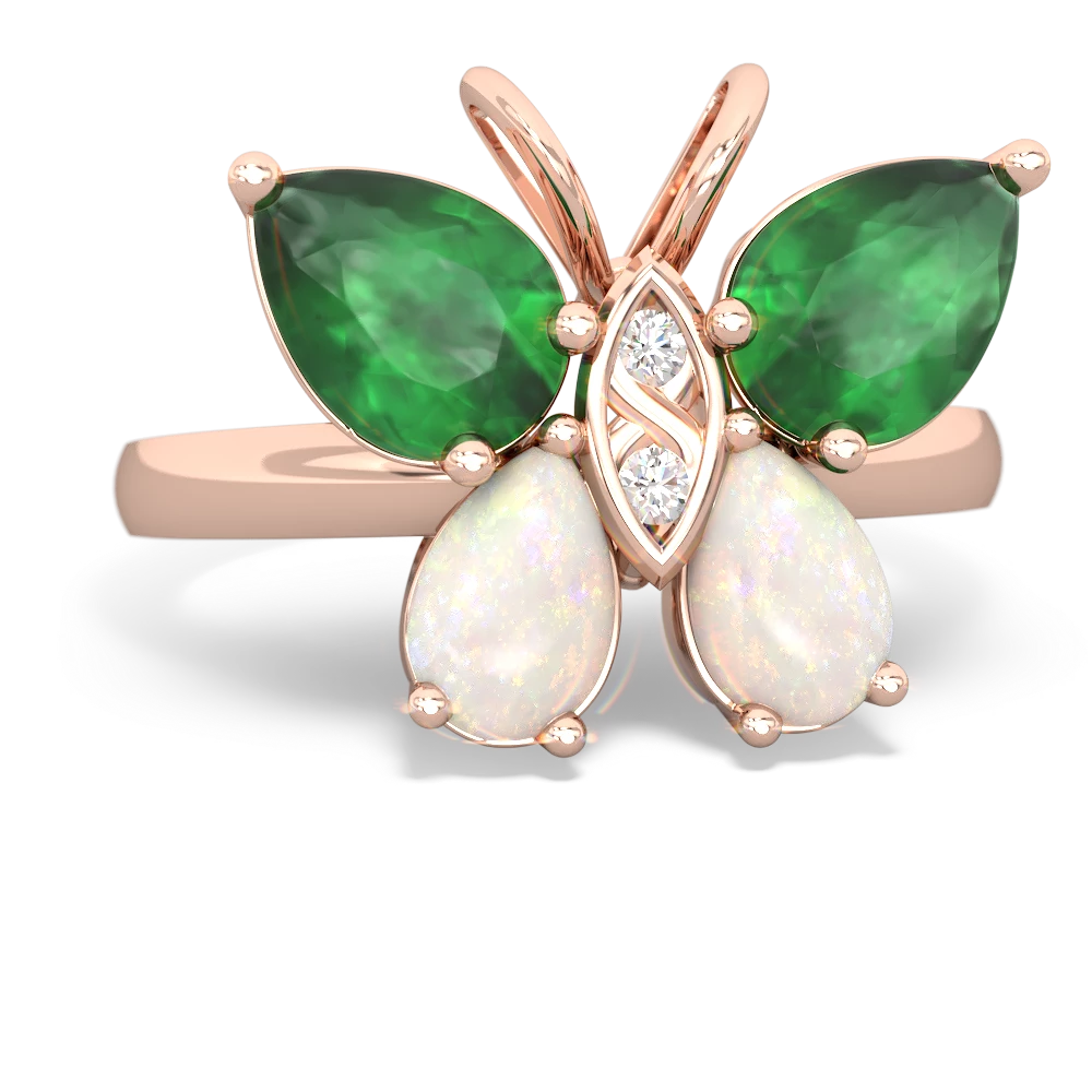 Emerald Butterfly 14K Rose Gold ring R2215