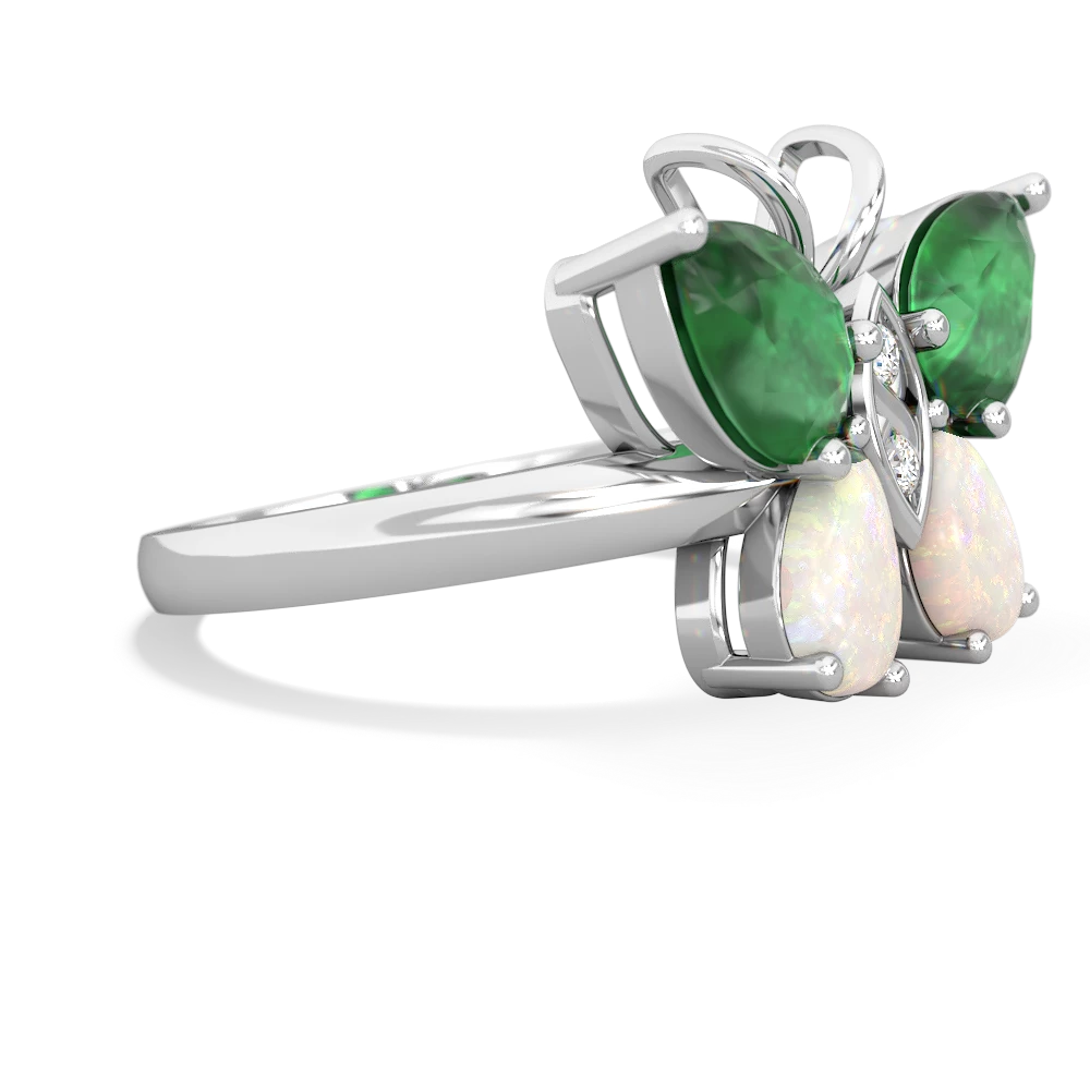 Emerald Butterfly 14K White Gold ring R2215