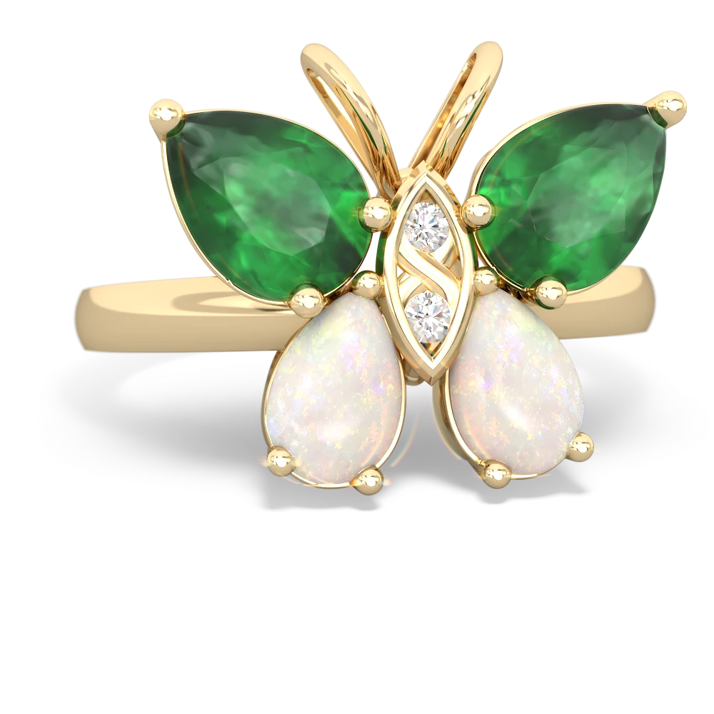 Emerald Butterfly 14K Yellow Gold ring R2215