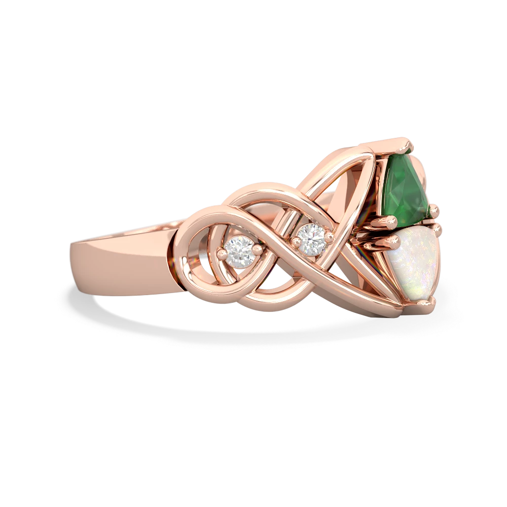 Emerald Keepsake Celtic Knot 14K Rose Gold ring R5300