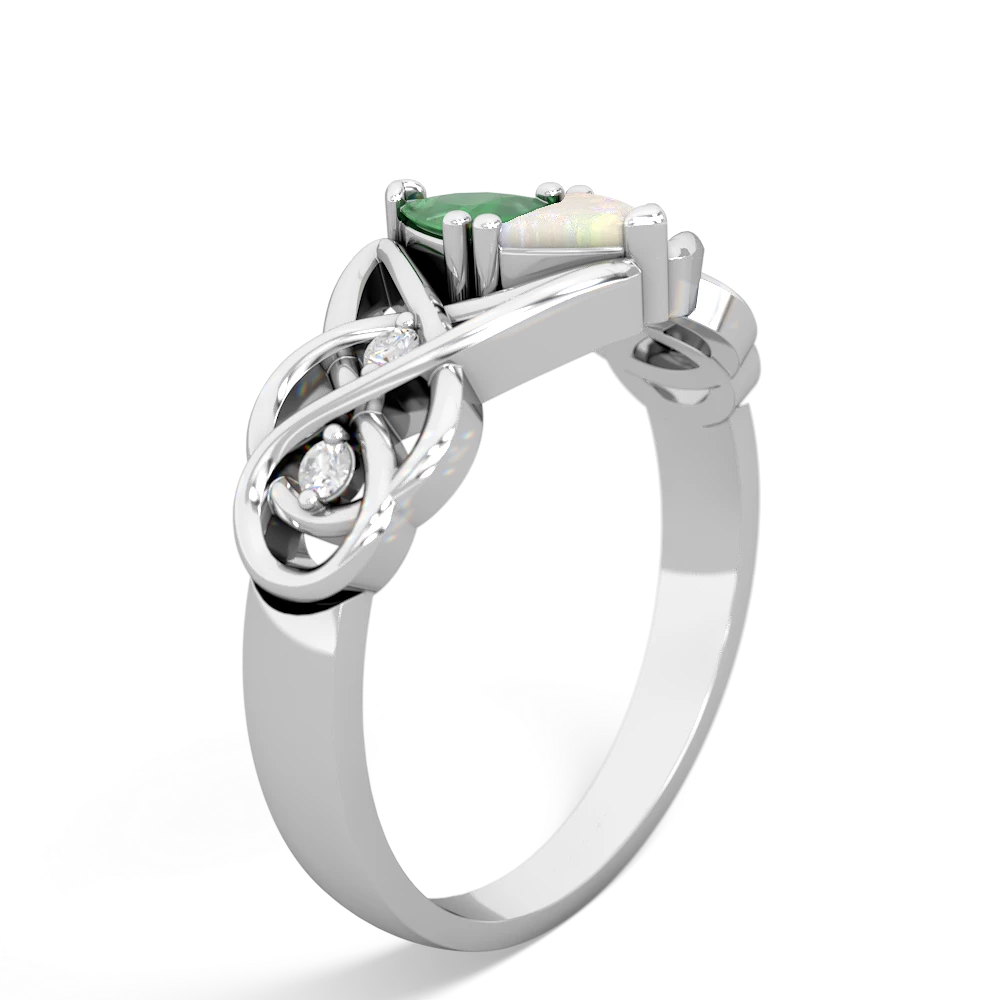 Emerald Keepsake Celtic Knot 14K White Gold ring R5300