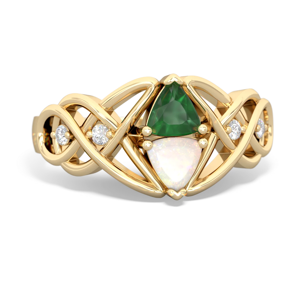 Emerald Keepsake Celtic Knot 14K Yellow Gold ring R5300