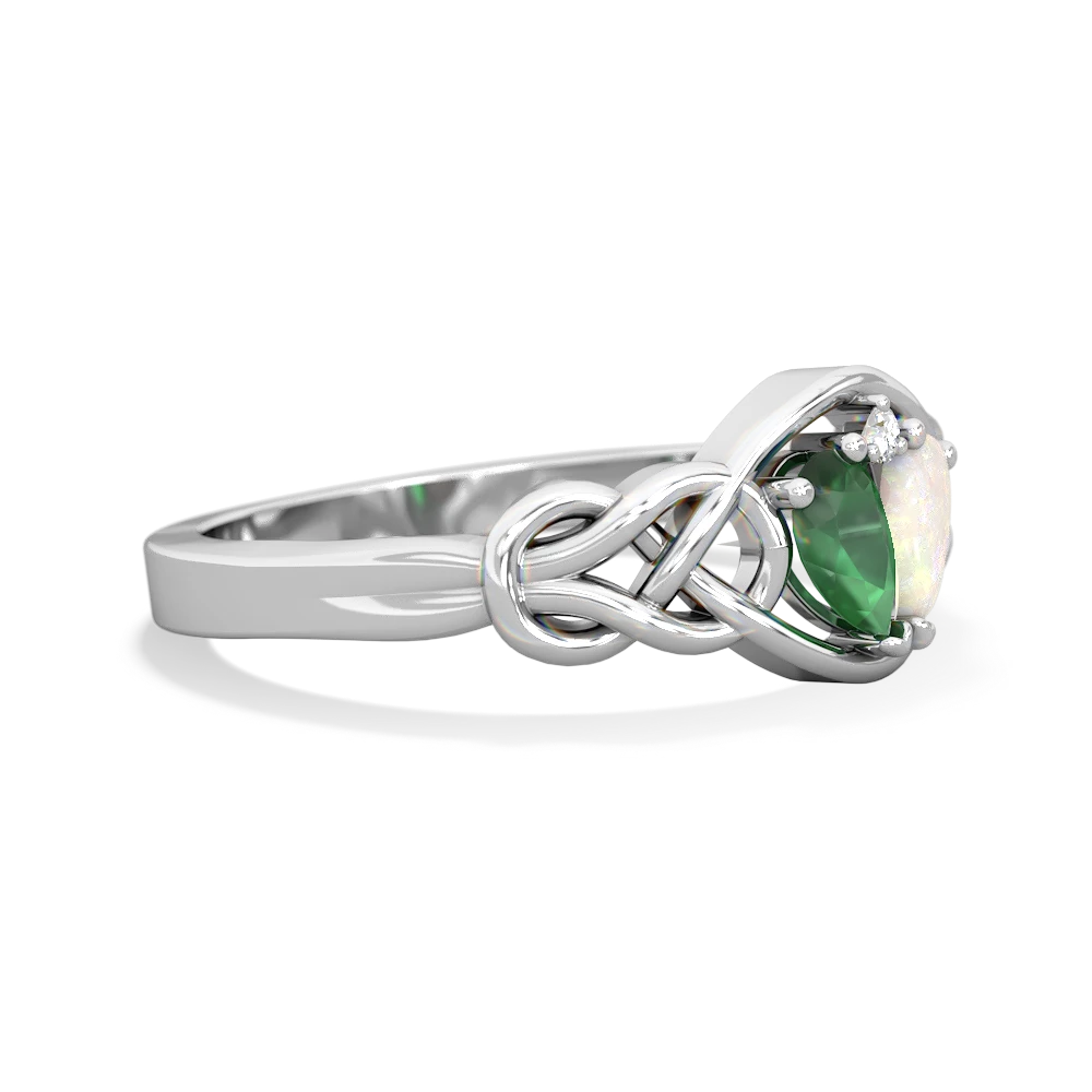 Emerald Celtic Love Knot 14K White Gold ring R5420