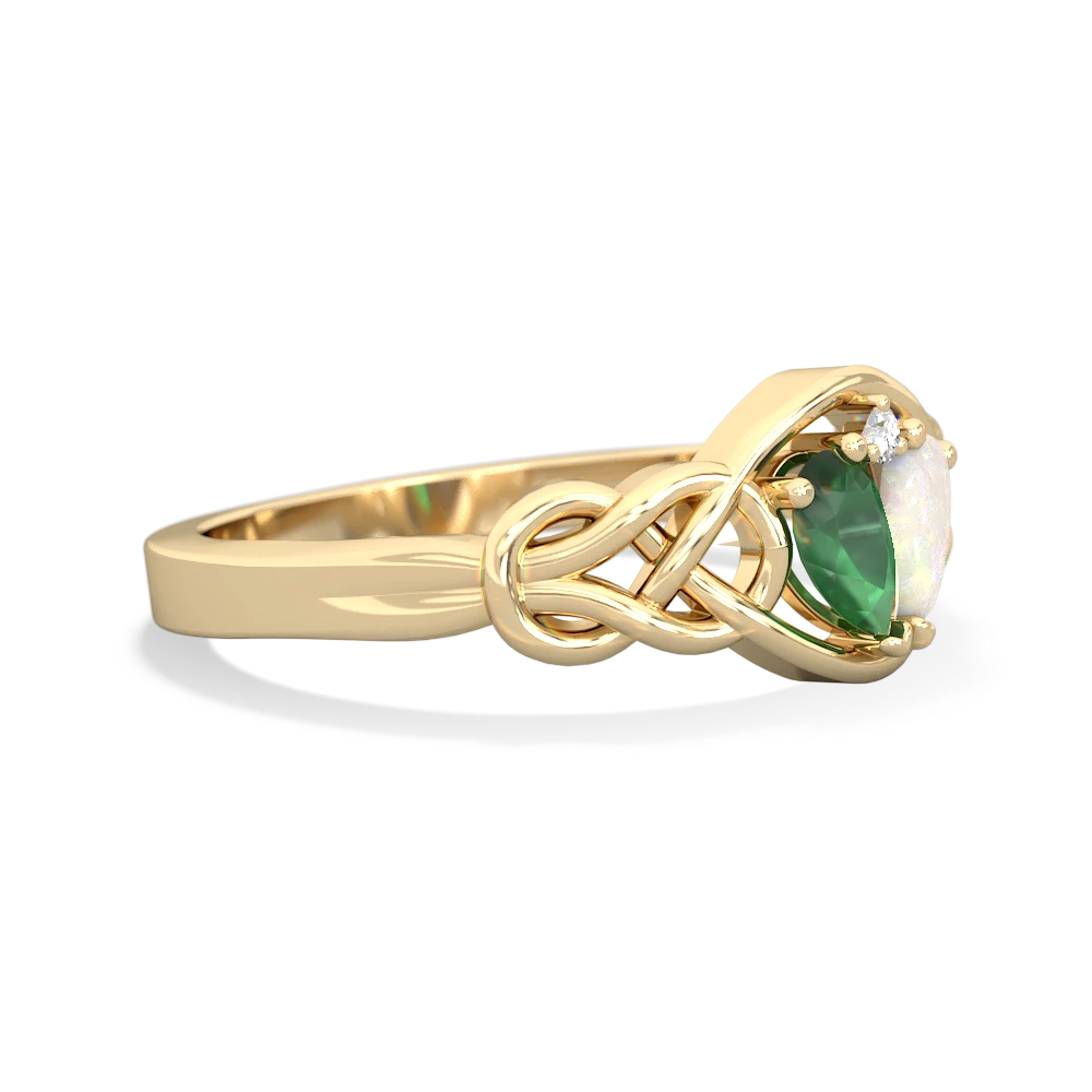 Emerald Celtic Love Knot 14K Yellow Gold ring R5420