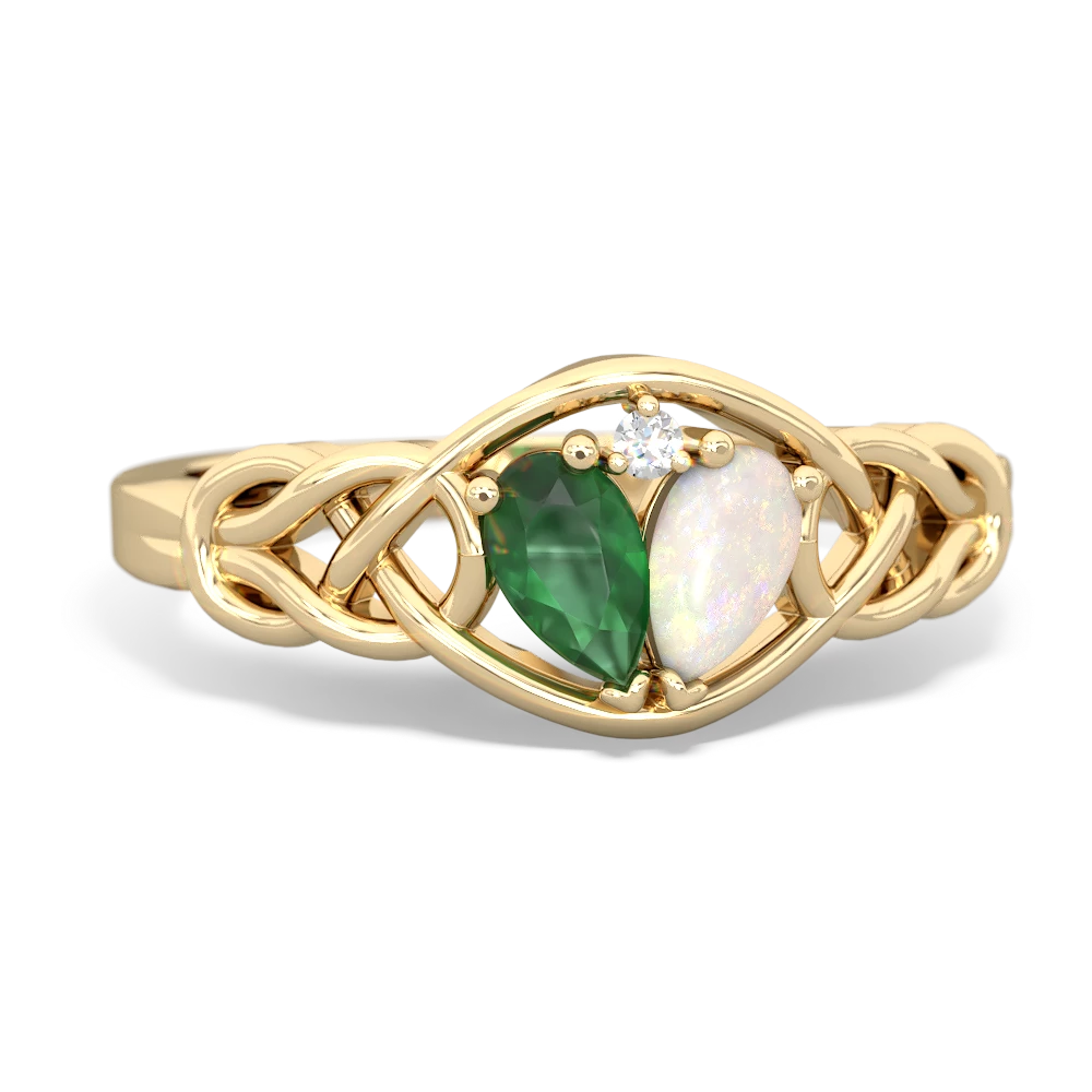 Emerald Celtic Love Knot 14K Yellow Gold ring R5420