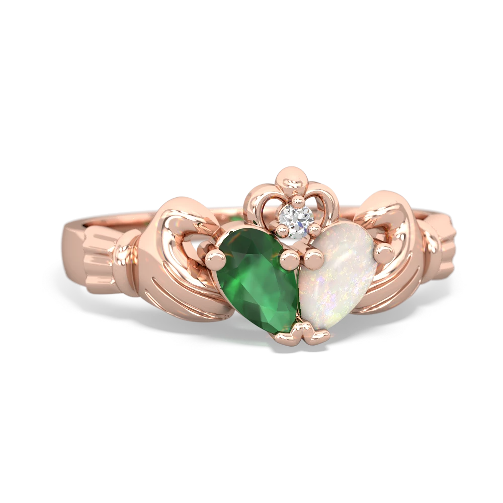 Emerald 'Our Heart' Claddagh 14K Rose Gold ring R2388