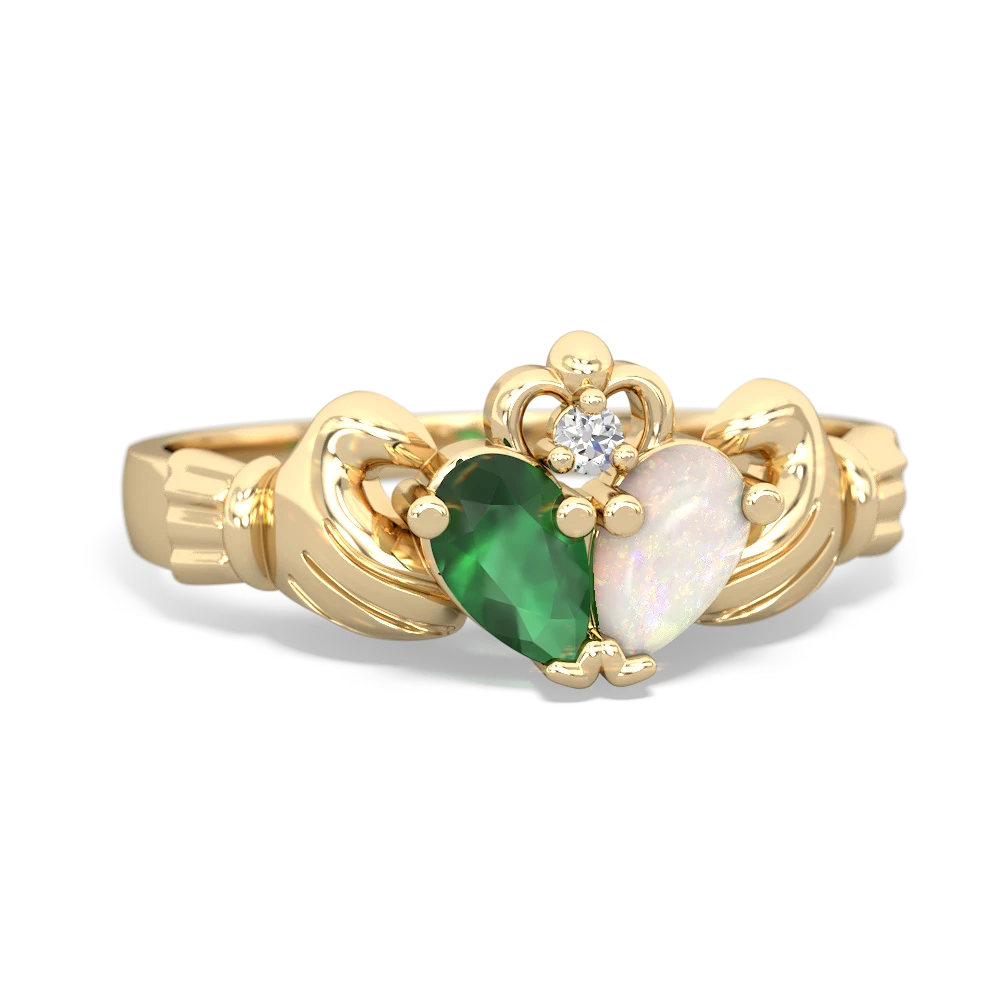 Emerald 'Our Heart' Claddagh 14K Yellow Gold ring R2388