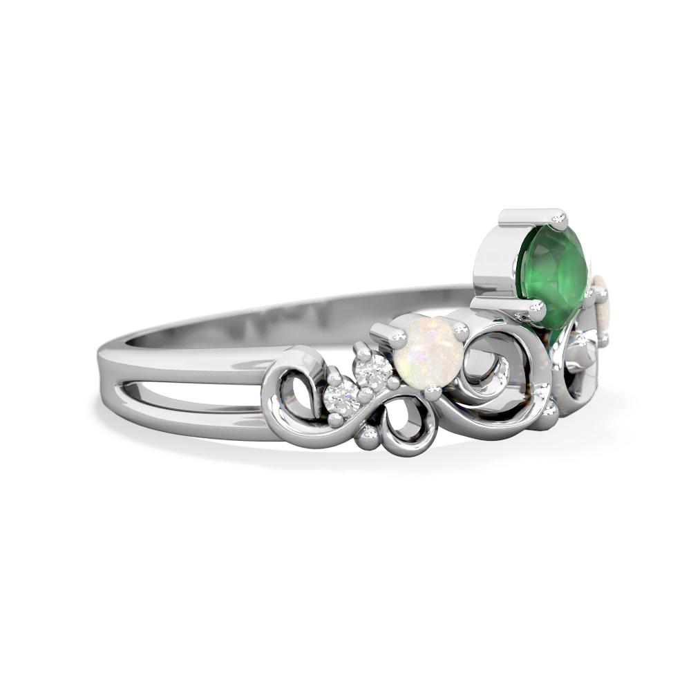 Emerald Crown Keepsake 14K White Gold ring R5740