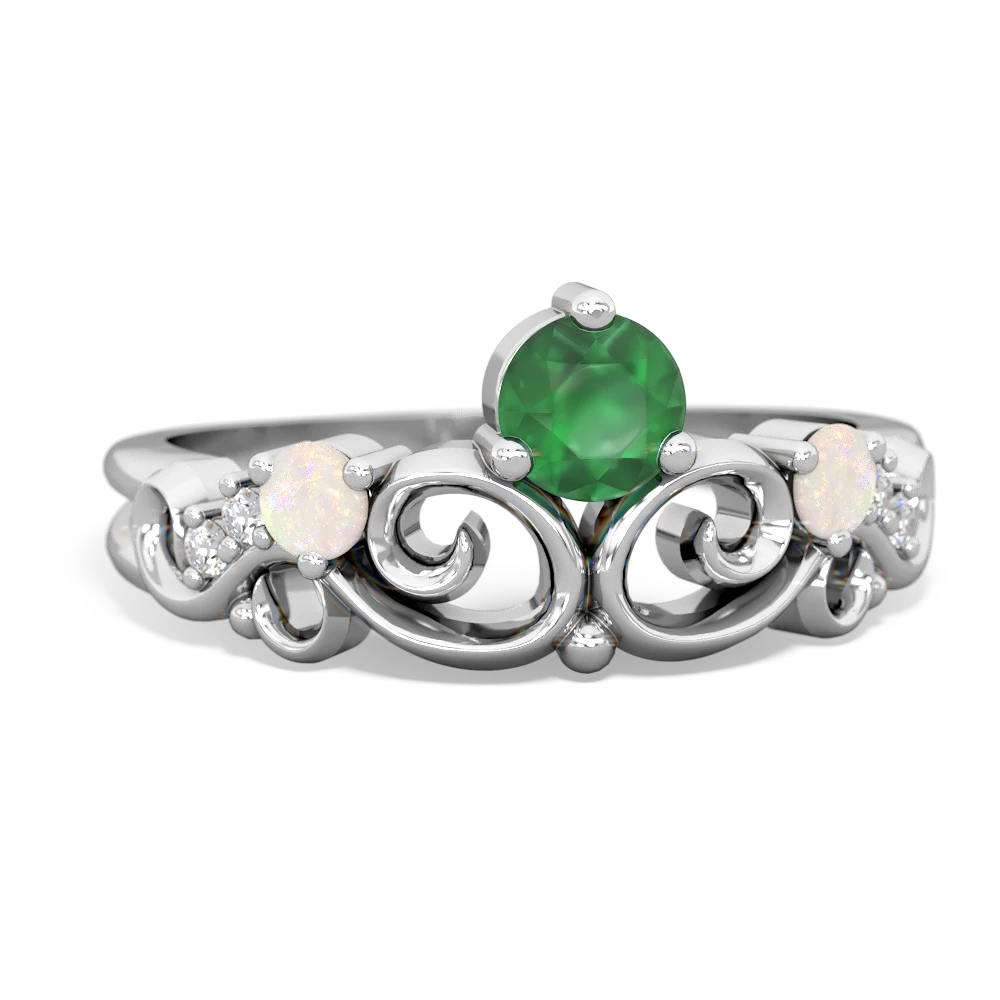 Emerald Crown Keepsake 14K White Gold ring R5740