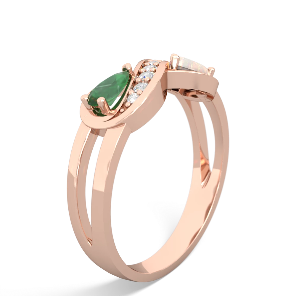 Emerald Diamond Infinity 14K Rose Gold ring R5390