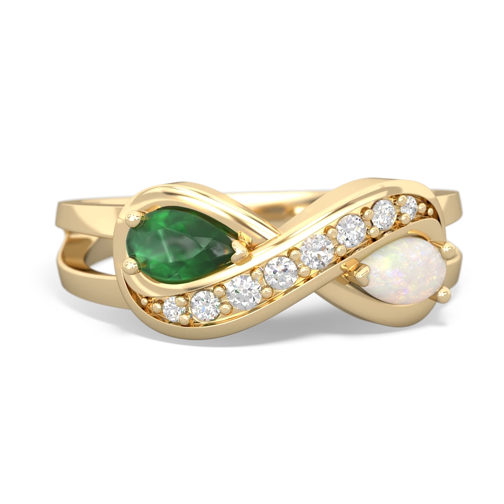 Emerald Diamond Infinity 14K Yellow Gold ring R5390