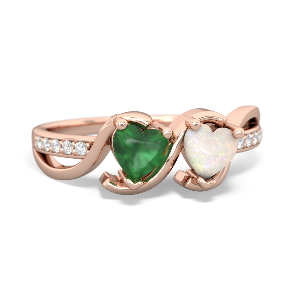 Emerald Side By Side 14K Rose Gold ring R3090