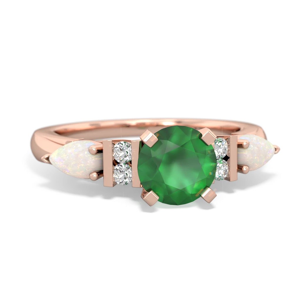 Emerald 6Mm Round Eternal Embrace Engagement 14K Rose Gold ring R2005